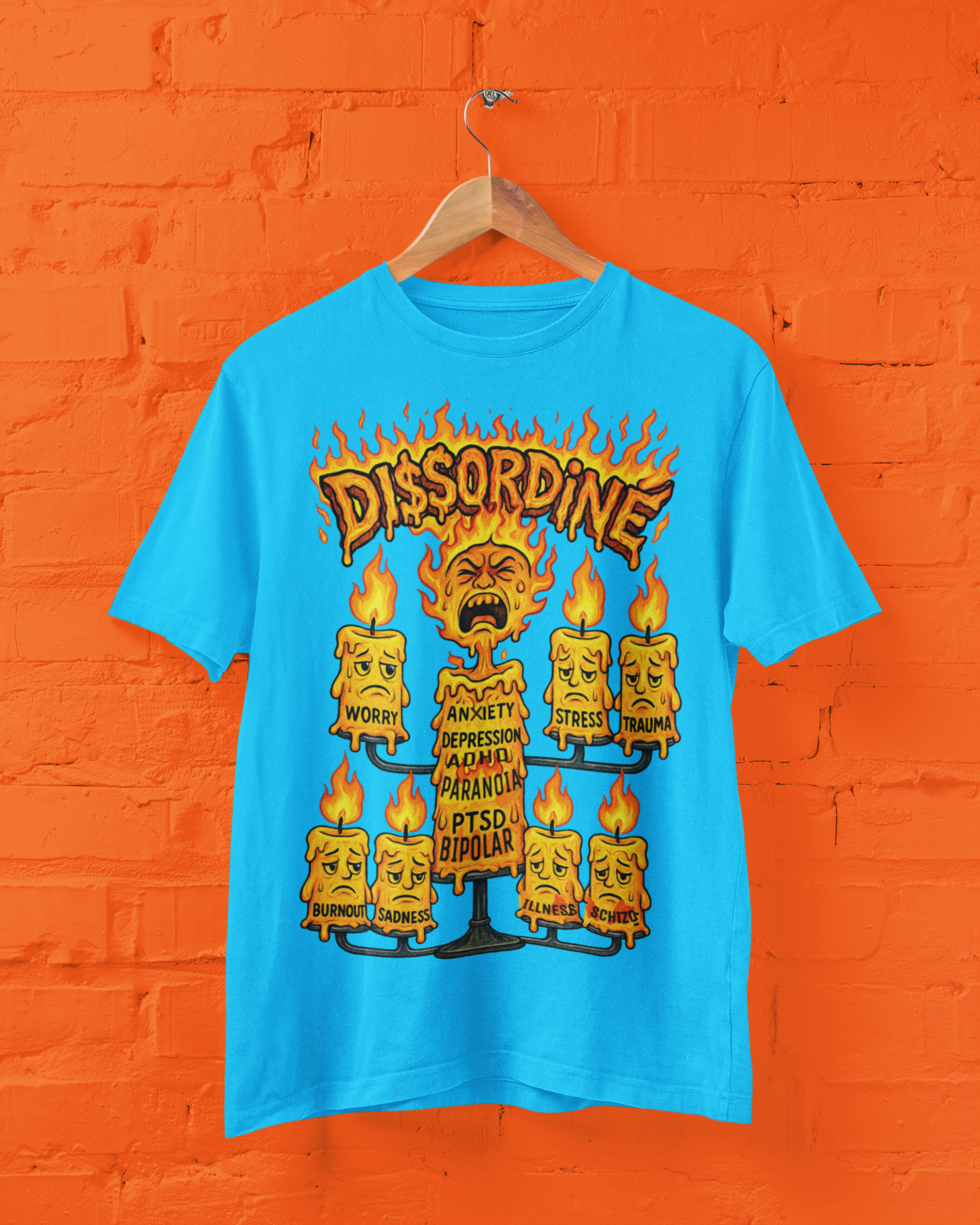 Burning Candle Tee - Royal Blue