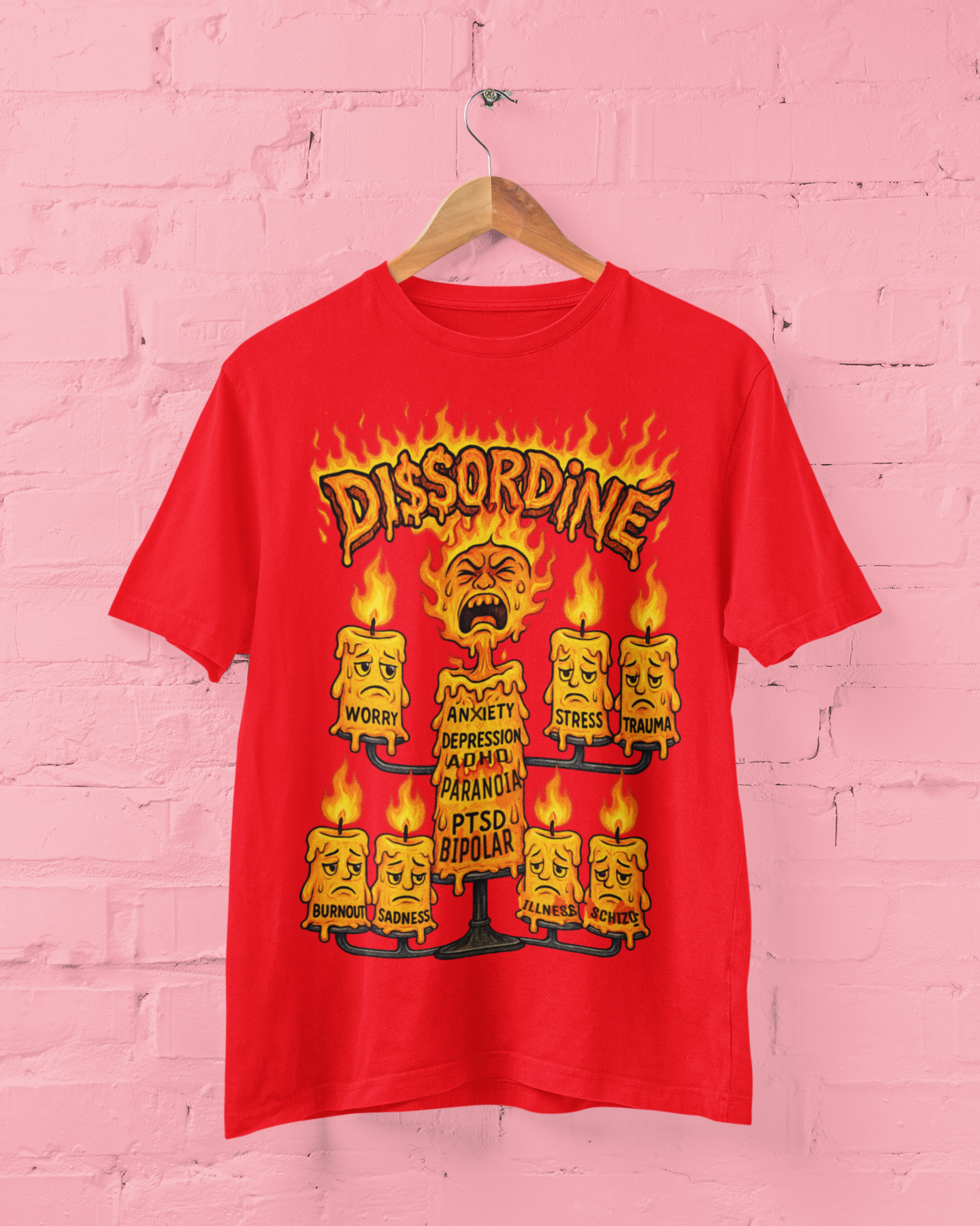 Burning Candle Tee - White