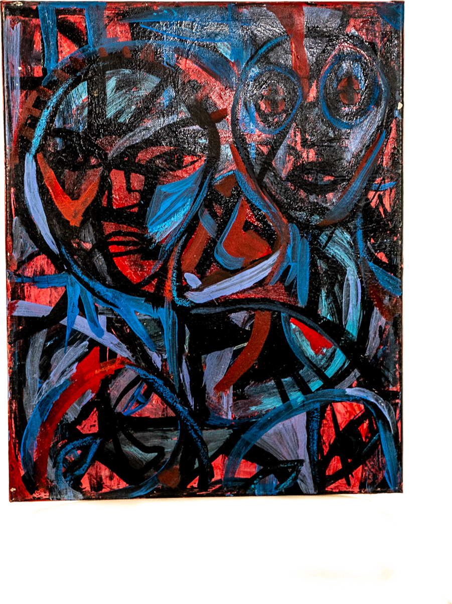 Emotive figure painting themed around struggle and hope
