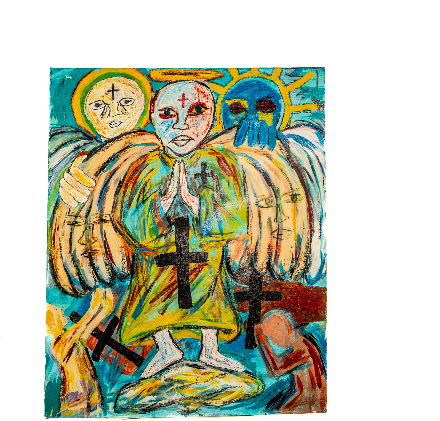 Expressive figure painting themed around mental health awareness